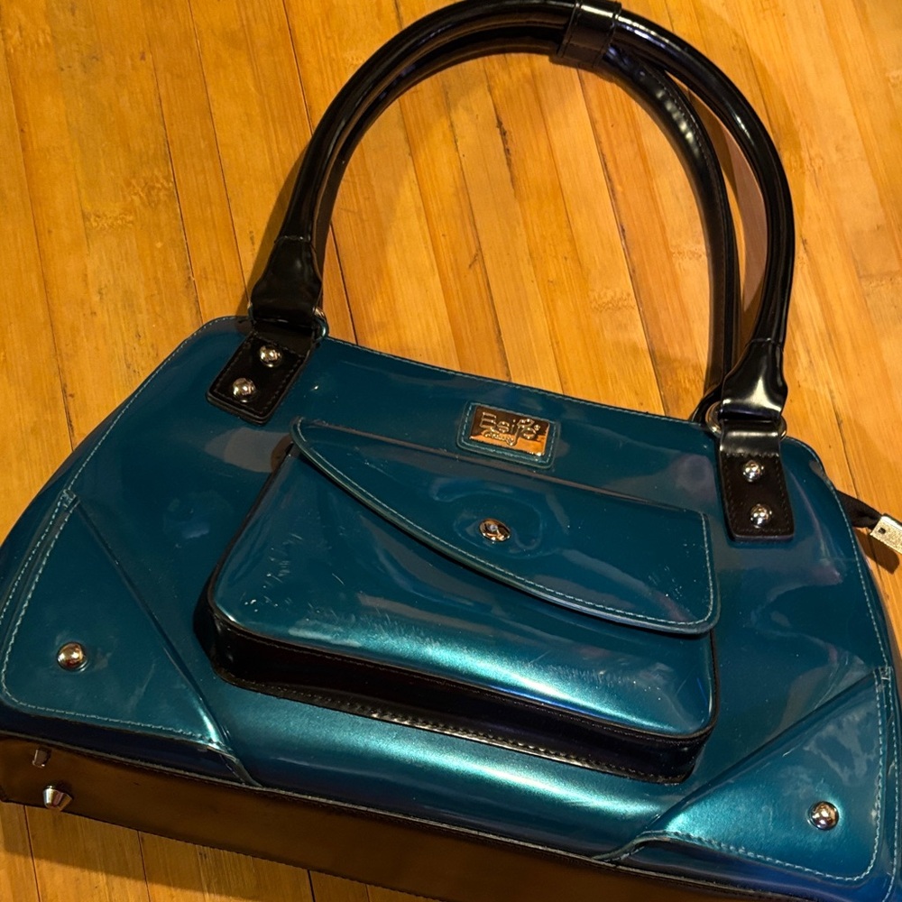 Beijo Elegant Teal and Black Women's Handbag